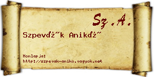 Szpevák Anikó névjegykártya